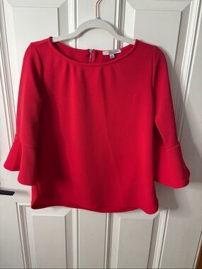EUC Green Envelope Bright Red                     Bell-Sleeve Blouse